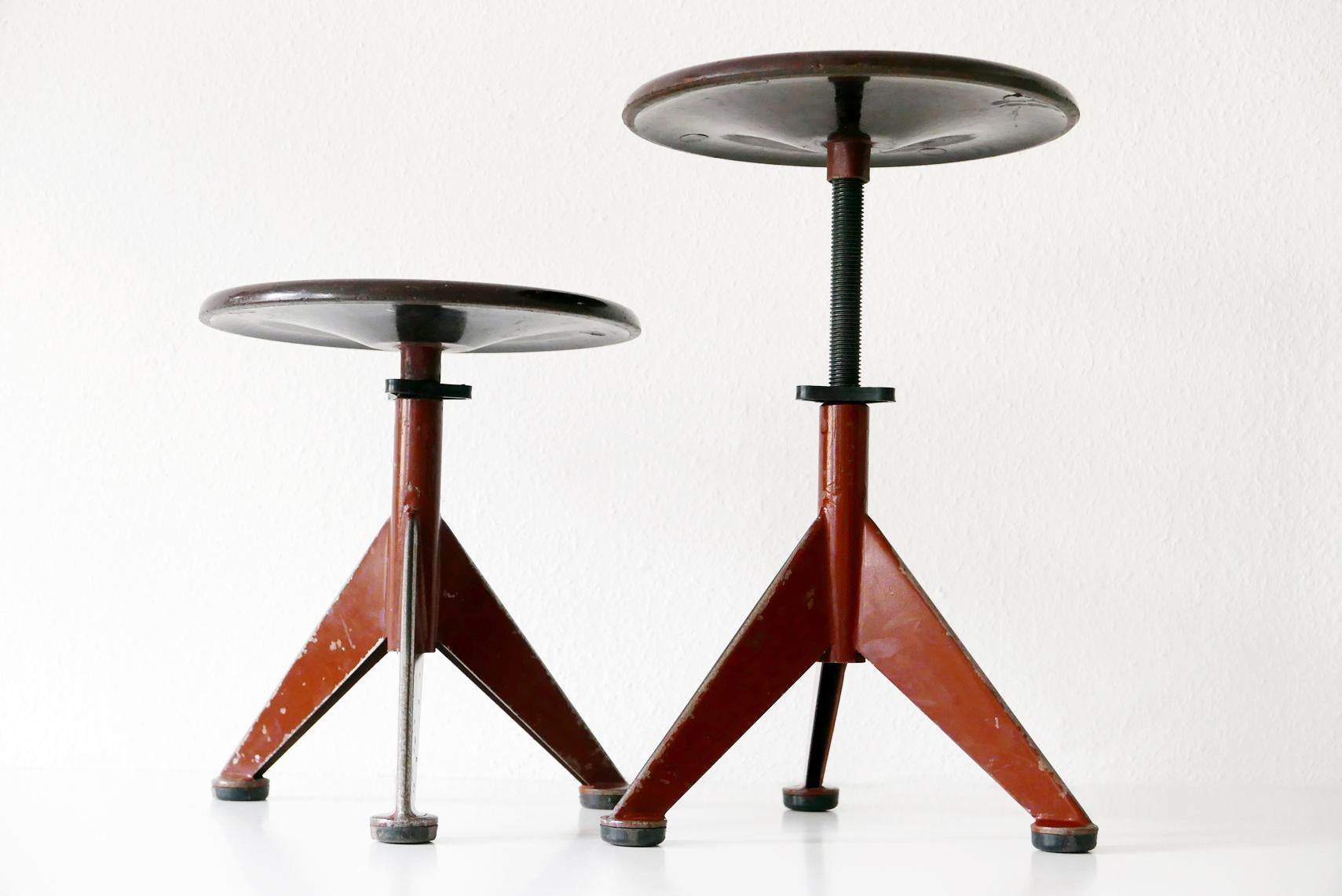 Mid-20th Century Set of Two Industrial Workshop Stools by AB Odelberg Olsen, 1930s, Sweden