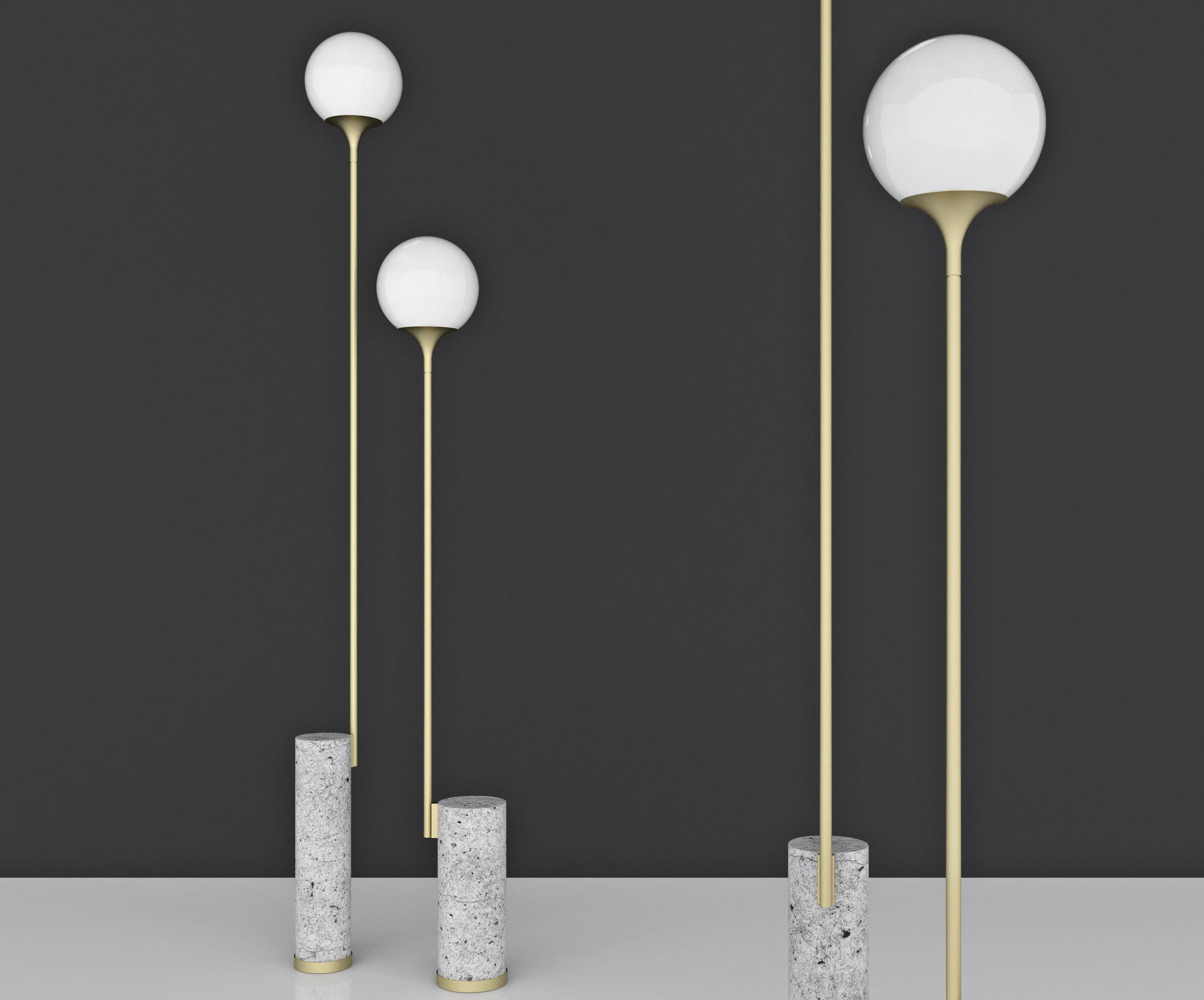 Set of Two Ion Floor Lamps G and M in Concrete and Brass and Opal Glass In New Condition For Sale In Firenze, IT