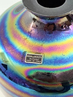 Set of two iridescent Murano glass Vases by Nason & Moretti, 1960