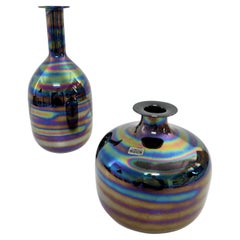 Set of two iridescent Murano glass Vases by Nason 
Moretti, 1960
