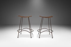 Set of  Two Iron Barstools in the Manner of Arthur Umanoff, USA, c. 1970's