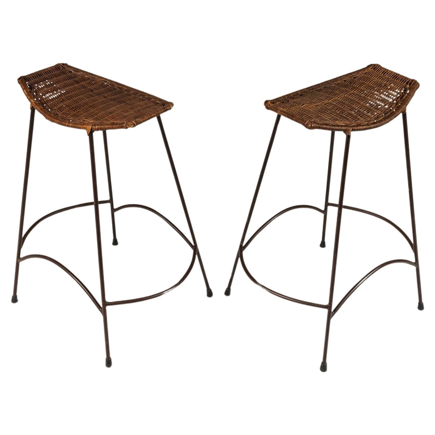 Set of  Two Iron Barstools in the Manner of Arthur Umanoff, USA, c. 1970's