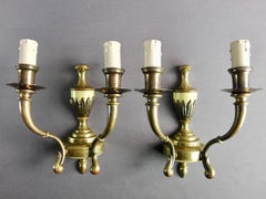 1950s Italian solid brass two-light sconces. Set of Two.