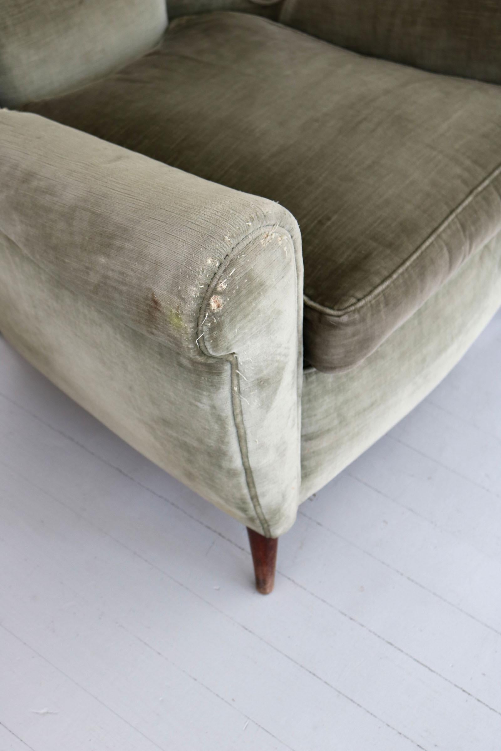 Set of Two Italian Armchairs in Original Upholstery of Brown and Green, 1950s 13