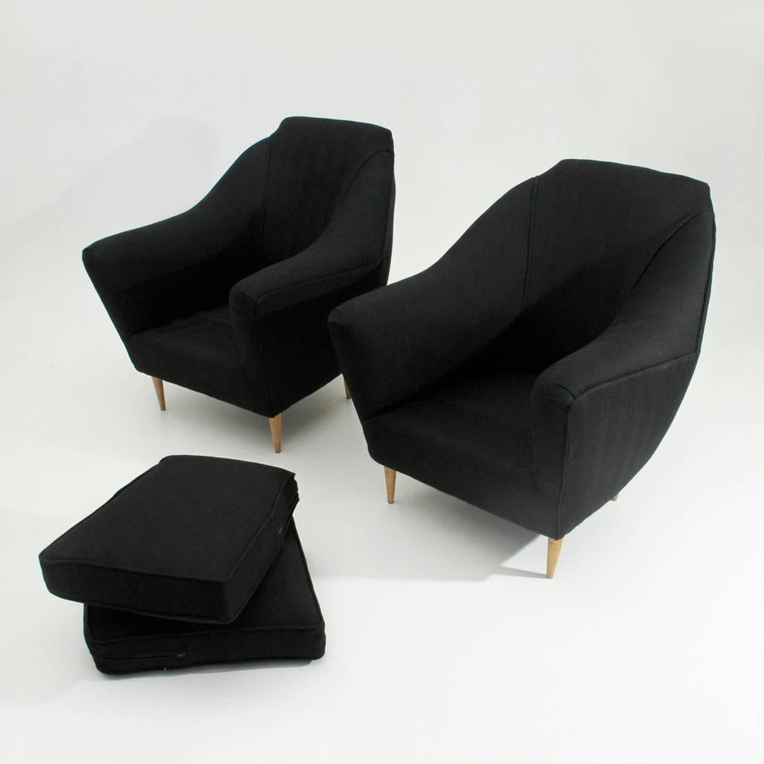Set of Two Italian Black Armchairs, 1950s 3