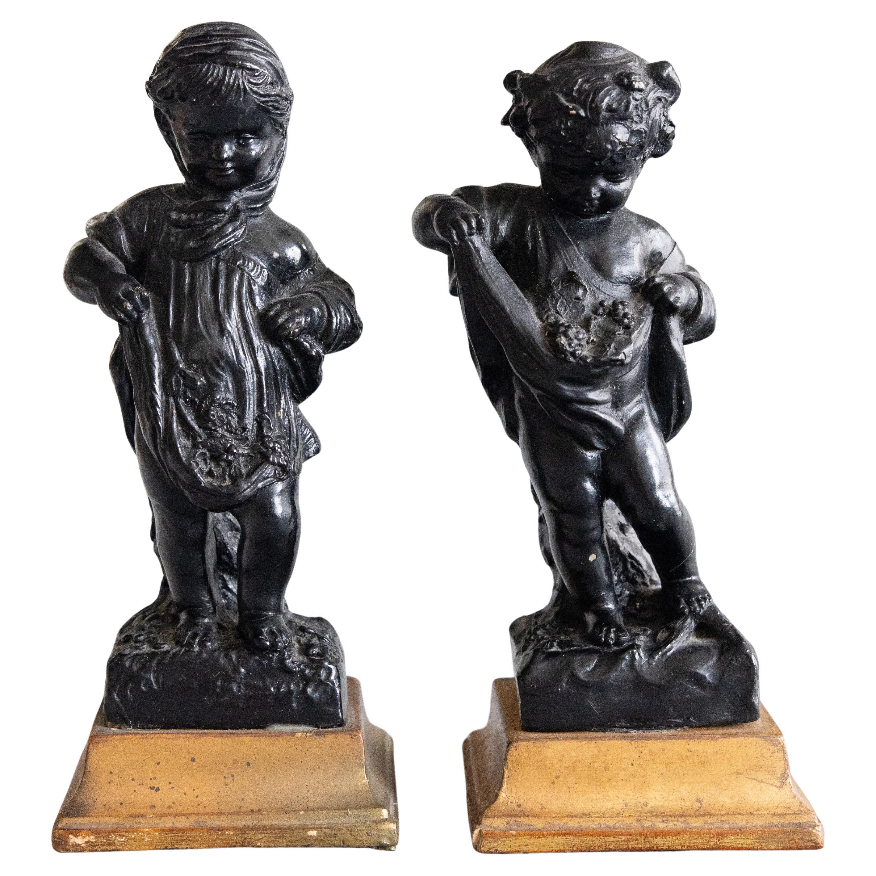 Set di due putti putti italiani di Borghese, circa 1930