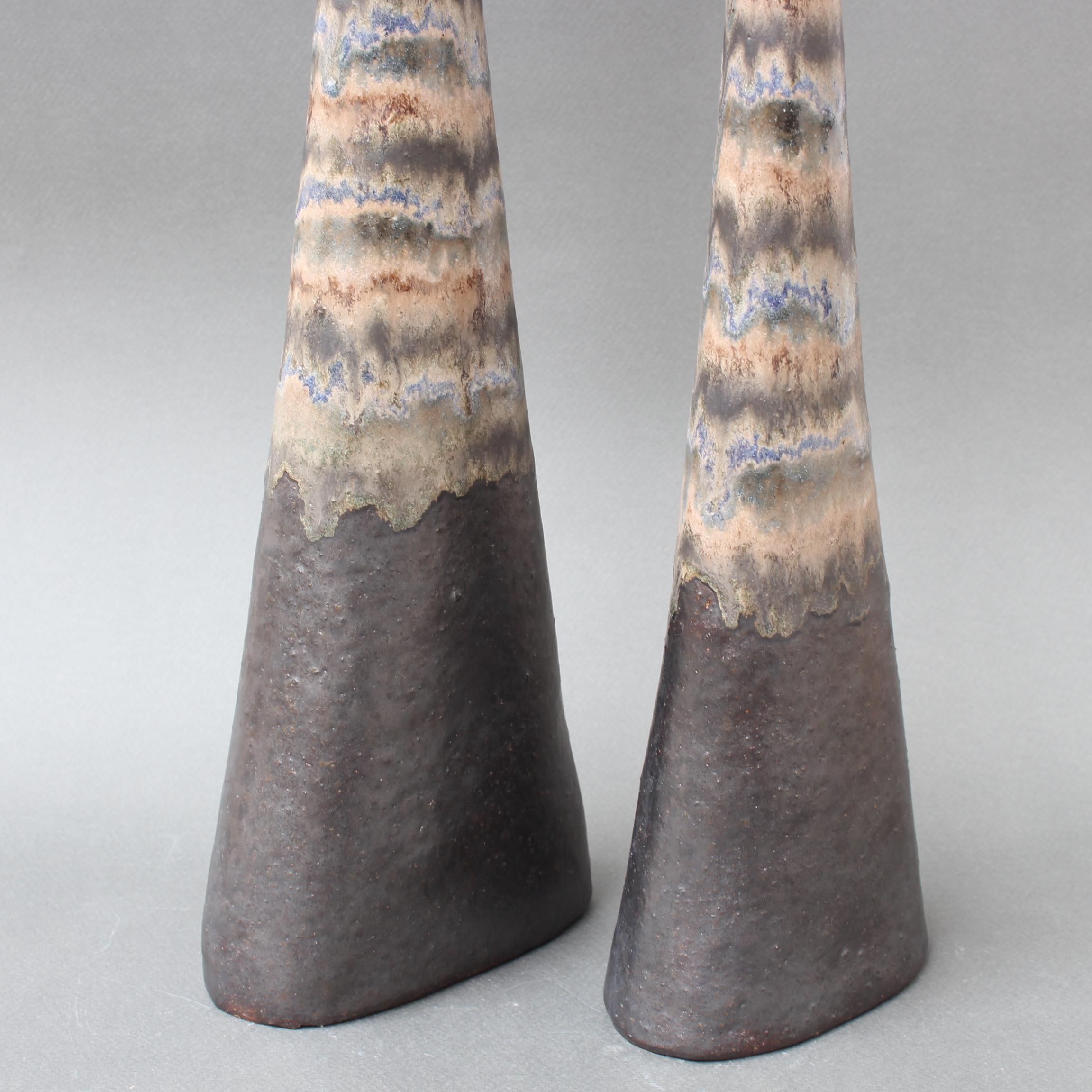 Late 20th Century Set of Two Italian Ceramic Vases by Bruno Gambone (circa 1980s) For Sale