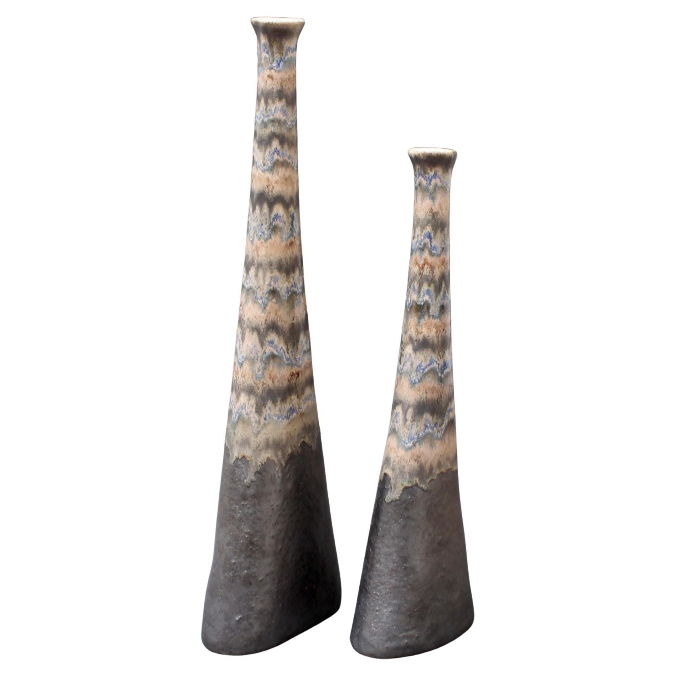 Set of Two Italian Ceramic Vases by Bruno Gambone (circa 1980s) For Sale