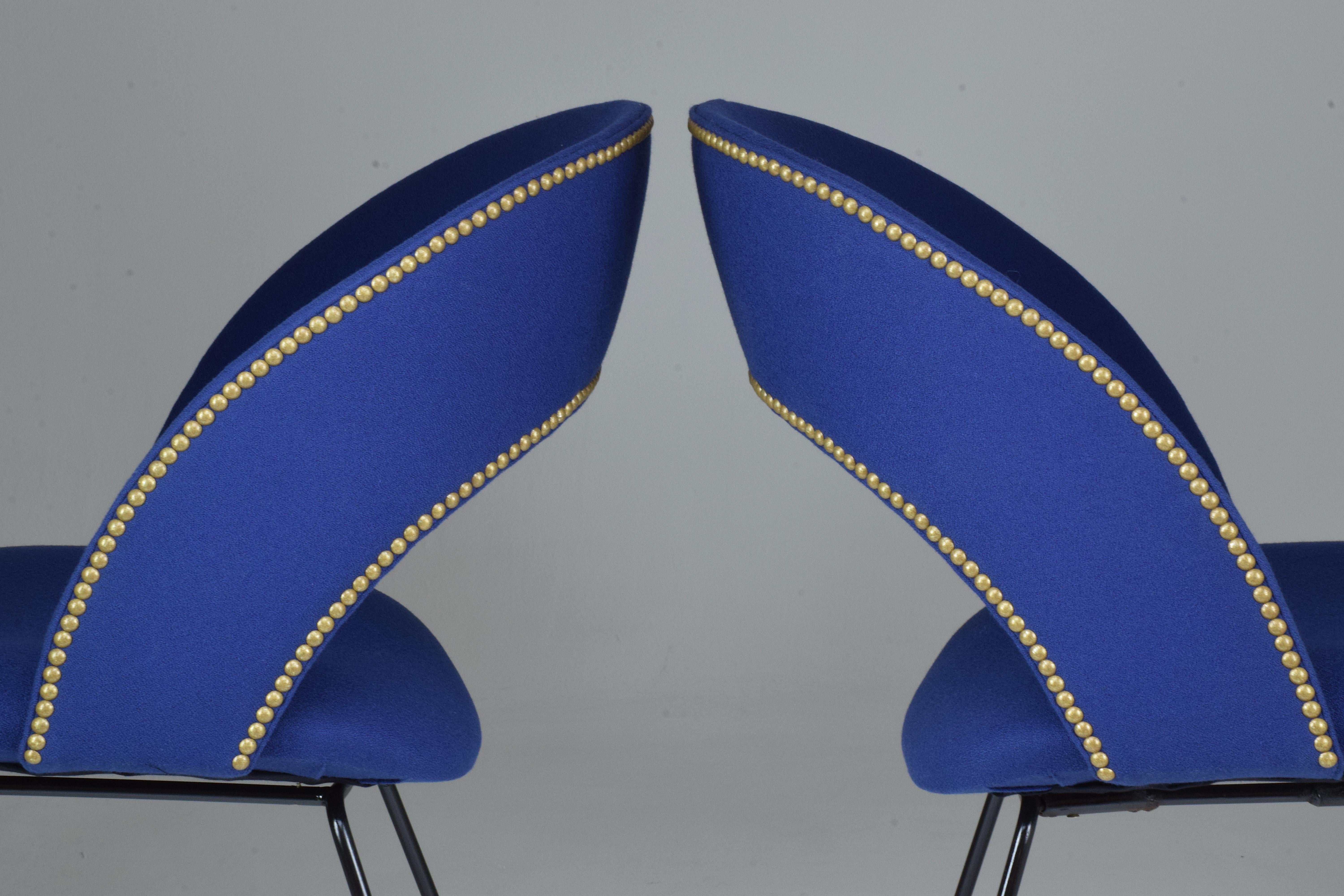 Brass Set of Two Italian Chairs by Gastone Rinaldi for Rima, 1950s