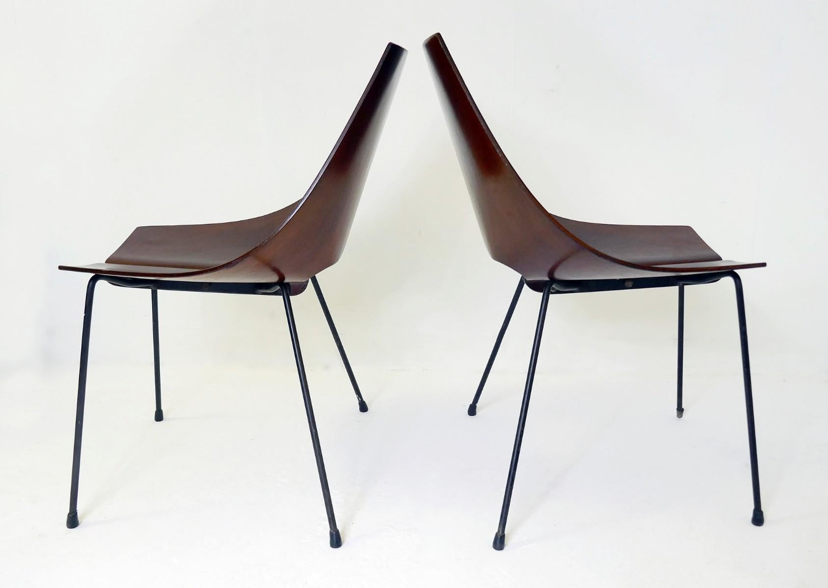 Mid-20th Century Set of Two Italian Chairs Designed by Carlo Ratti, circa 1960