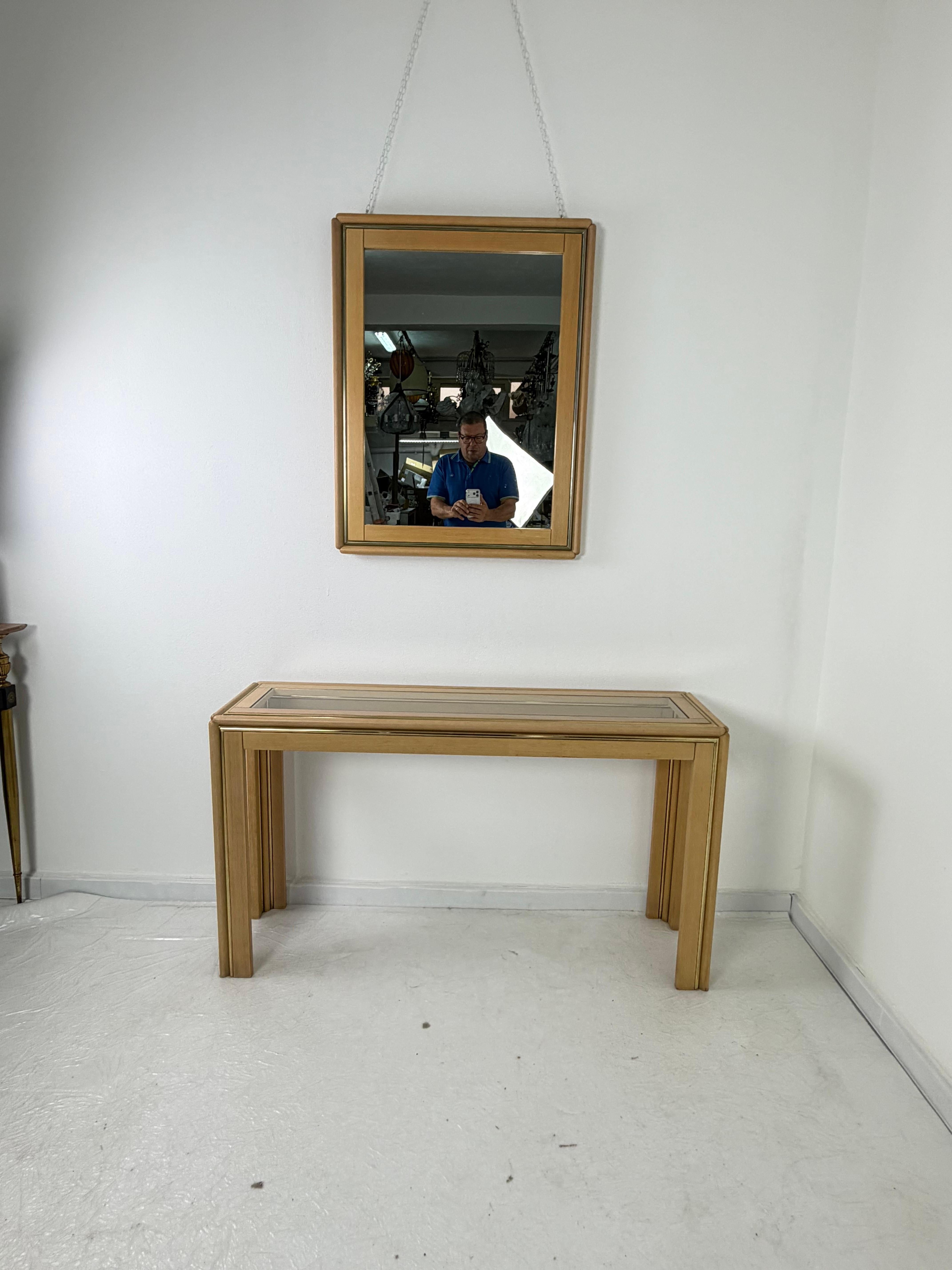 Set of two Italian Console Table and Mirror attributed to Aldo Tura, 1970s In Good Condition For Sale In Palermo, IT