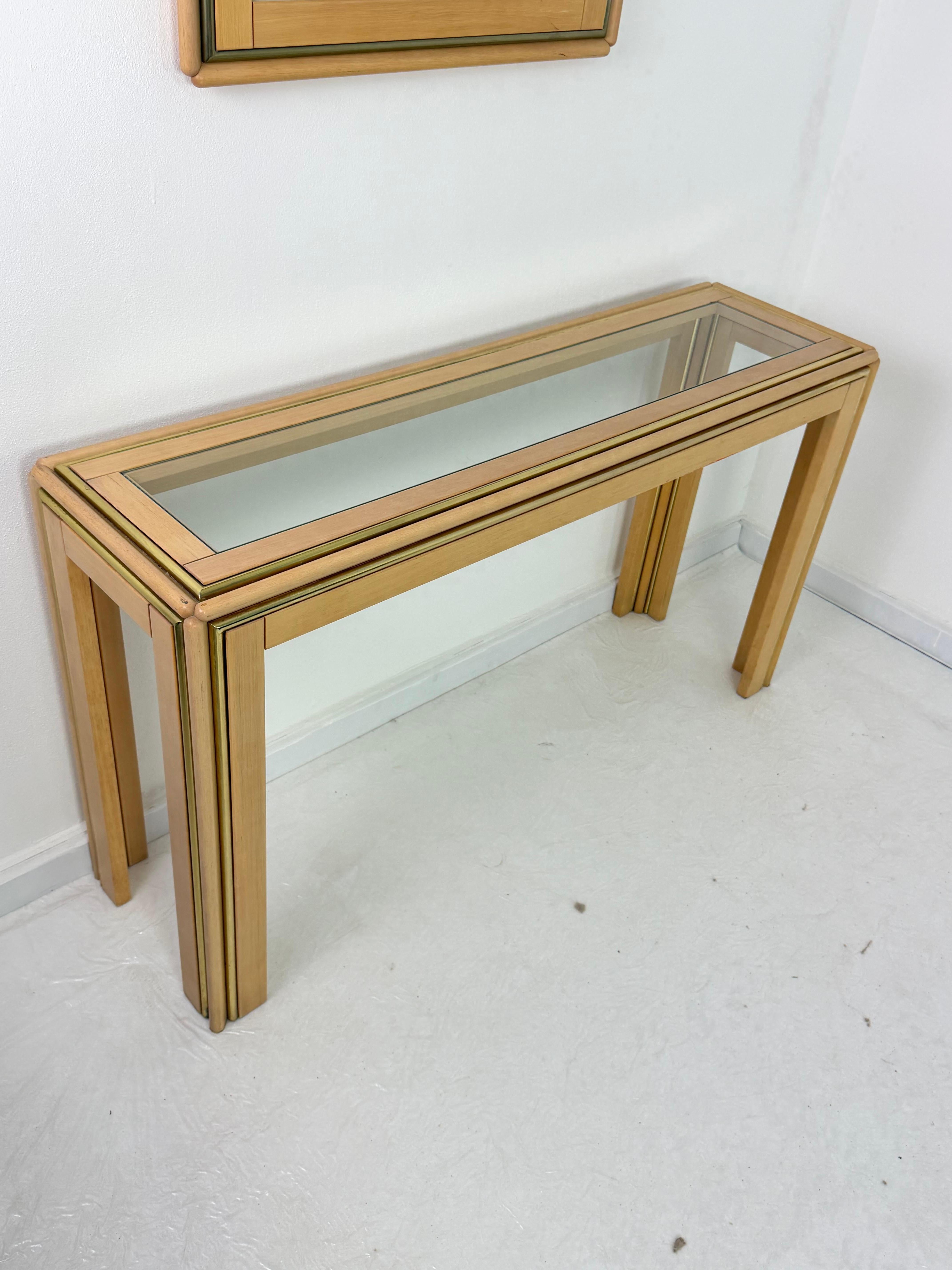 Set of two Italian Console Table and Mirror attributed to Aldo Tura, 1970s For Sale 4