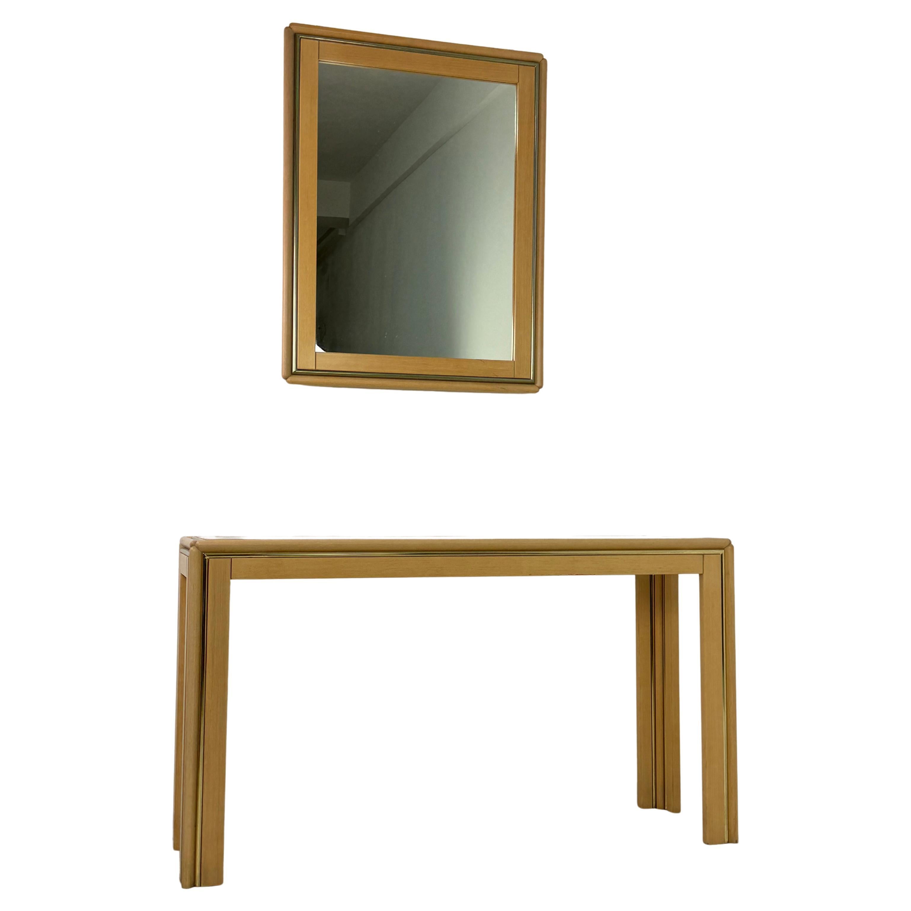 Set of two Italian Console Table and Mirror attributed to Aldo Tura, 1970s