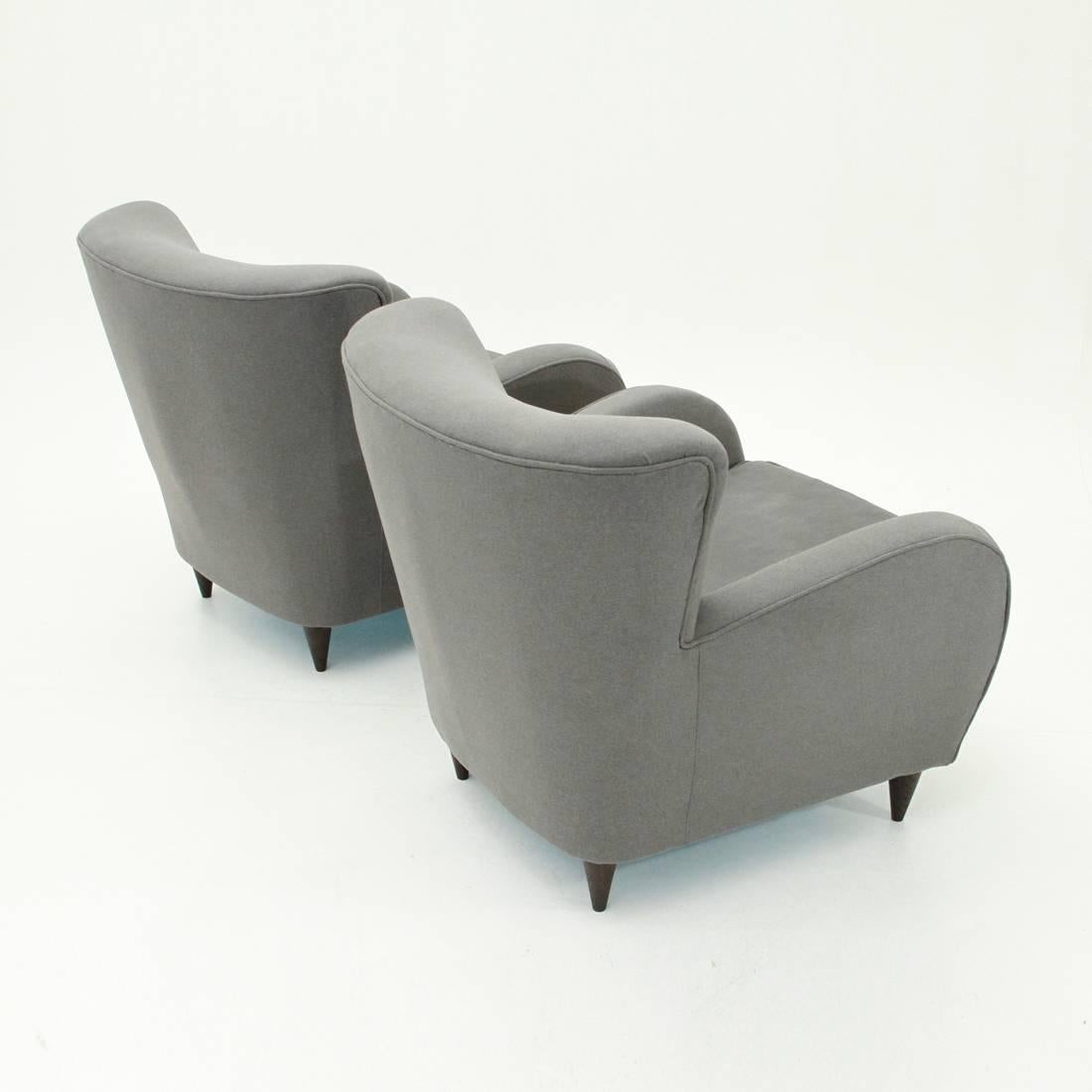 Mid-Century Modern Set of Two Italian Midcentury Grey Armchair, 1950s