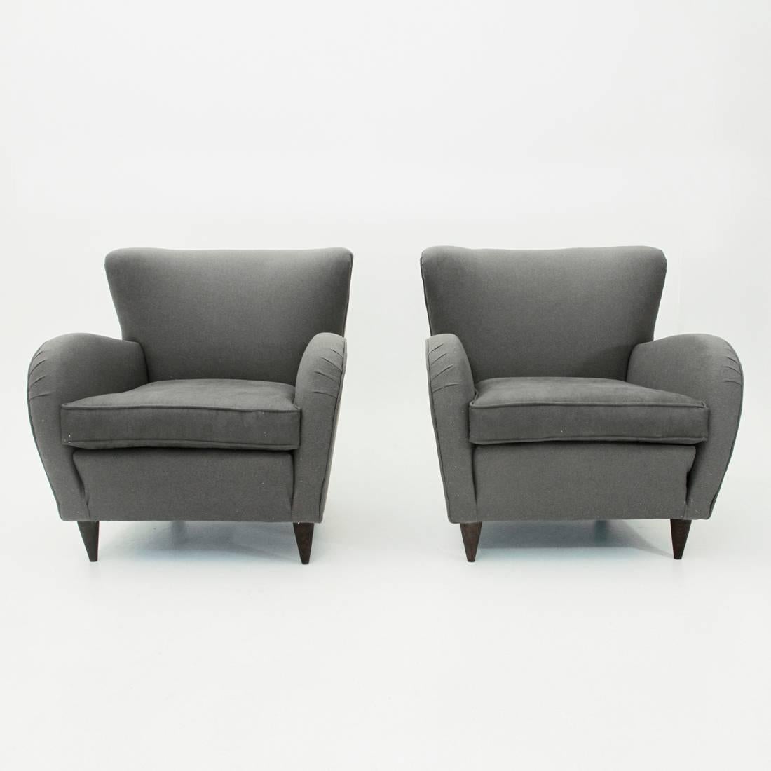 Set of Two Italian Midcentury Grey Armchair, 1950s In Excellent Condition In Savona, IT