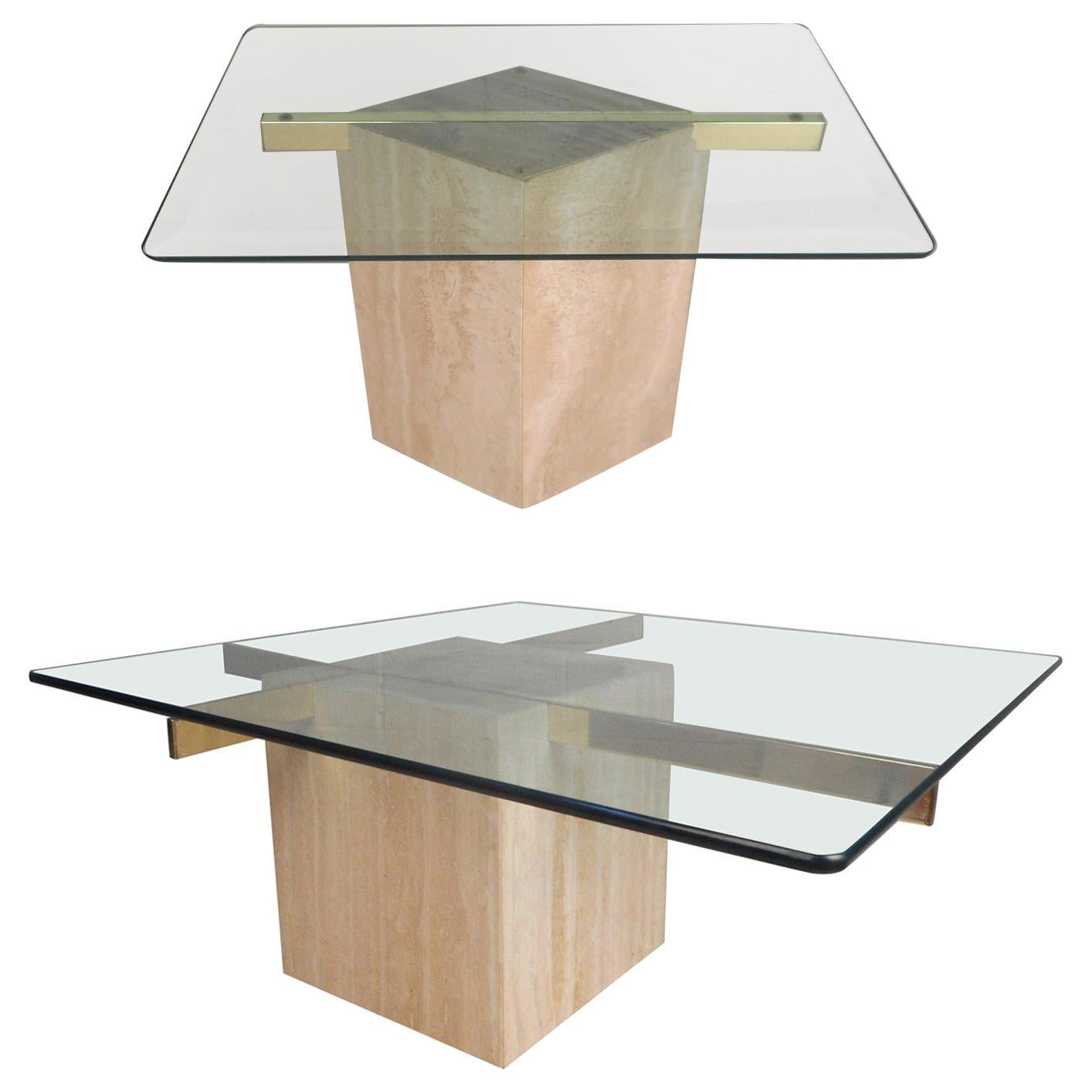Set of Two Italian Mid-Century Modern Marble Base Artedi Tables
