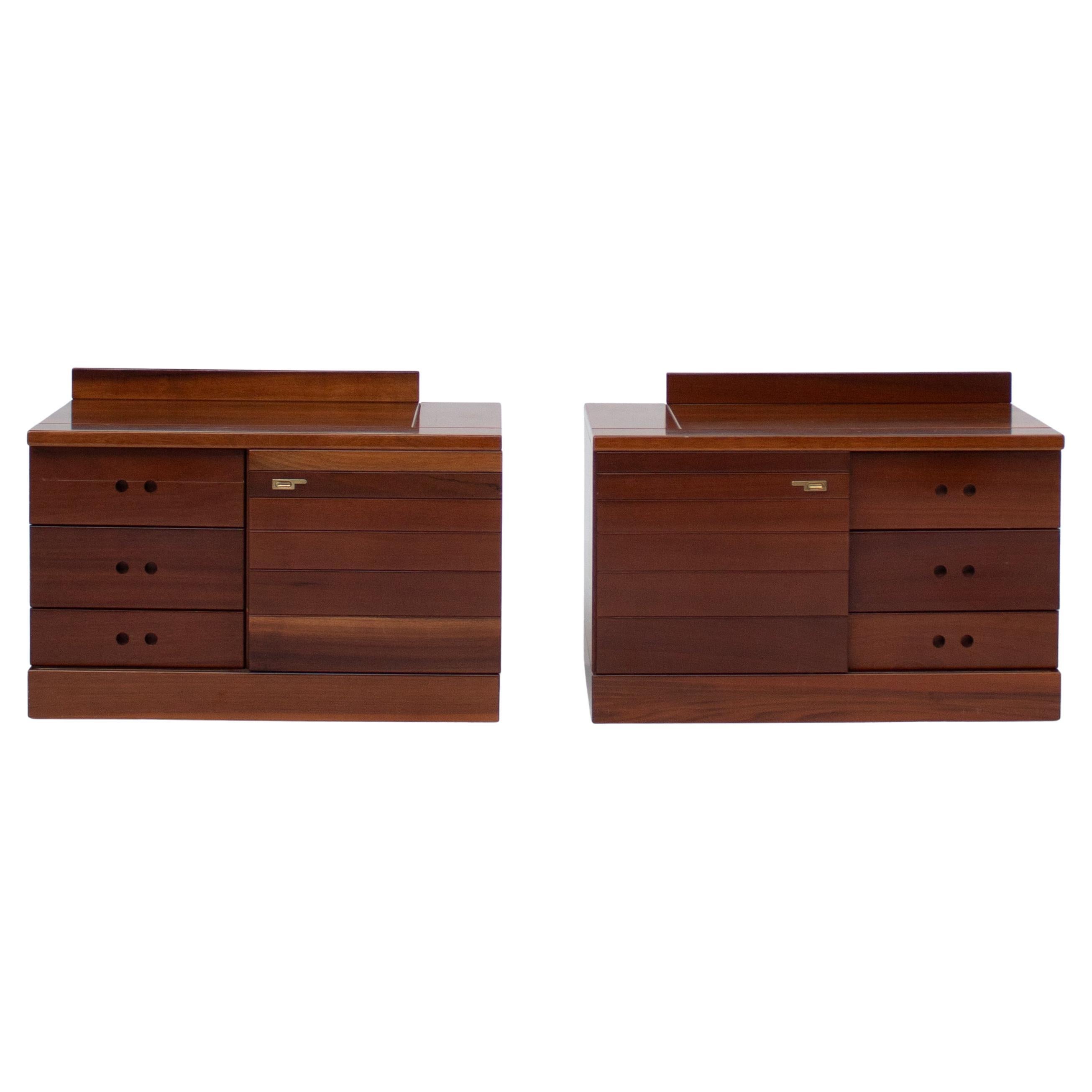 Set of Two Italian Mid-Century Wooden Nightstands