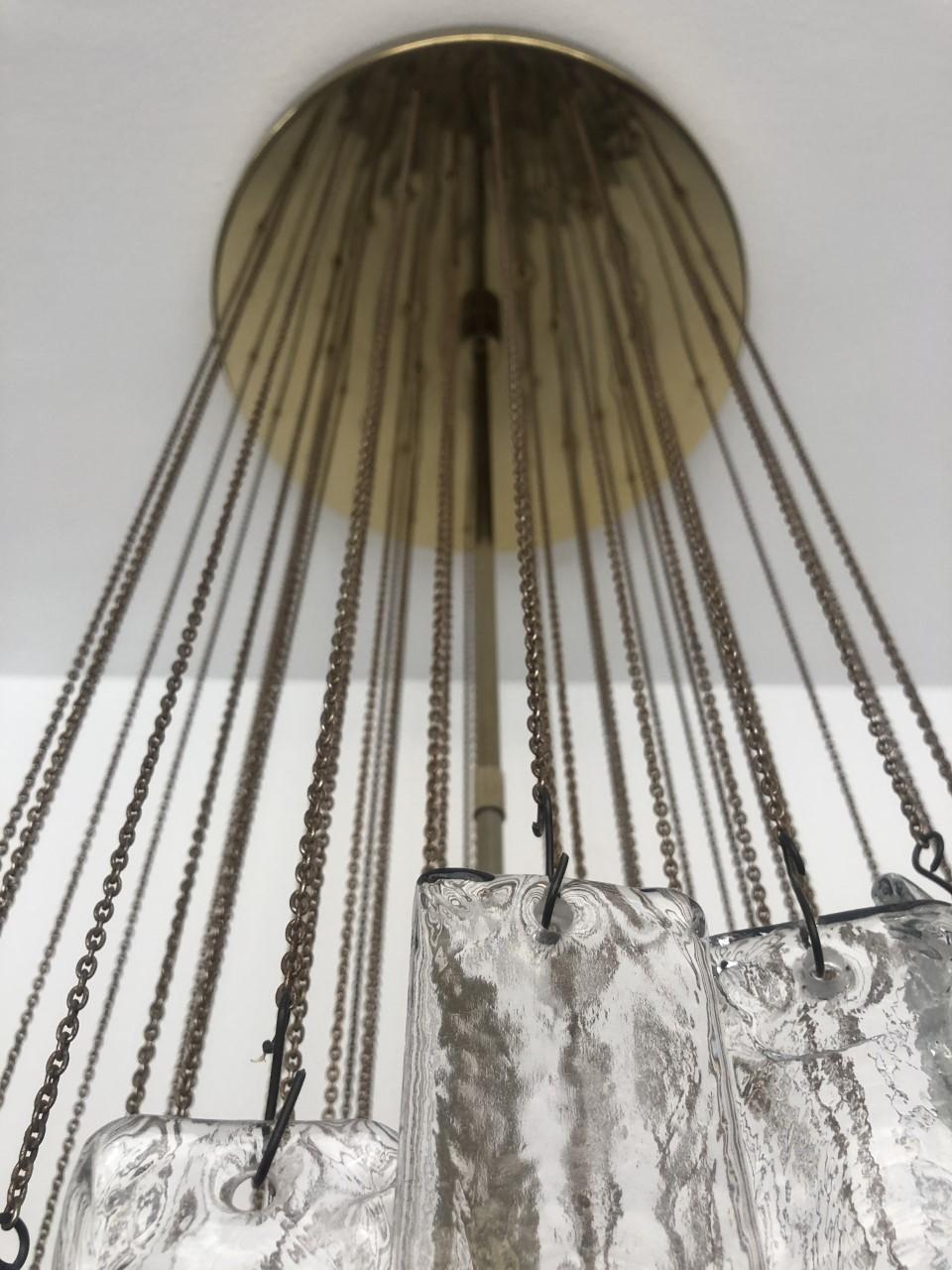 Mid-Century Modern Set of two Italian Midcentury Clear Mazzega Murano Glass Chandeliers, 1970s