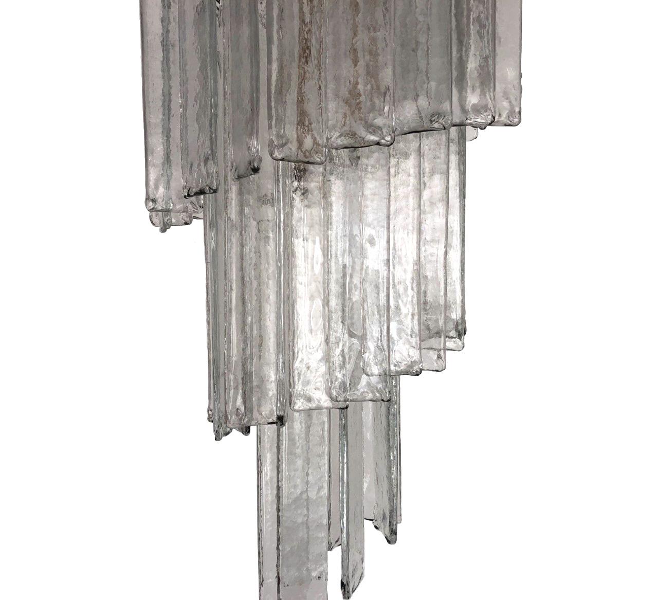 Late 20th Century Set of two Italian Midcentury Clear Mazzega Murano Glass Chandeliers, 1970s