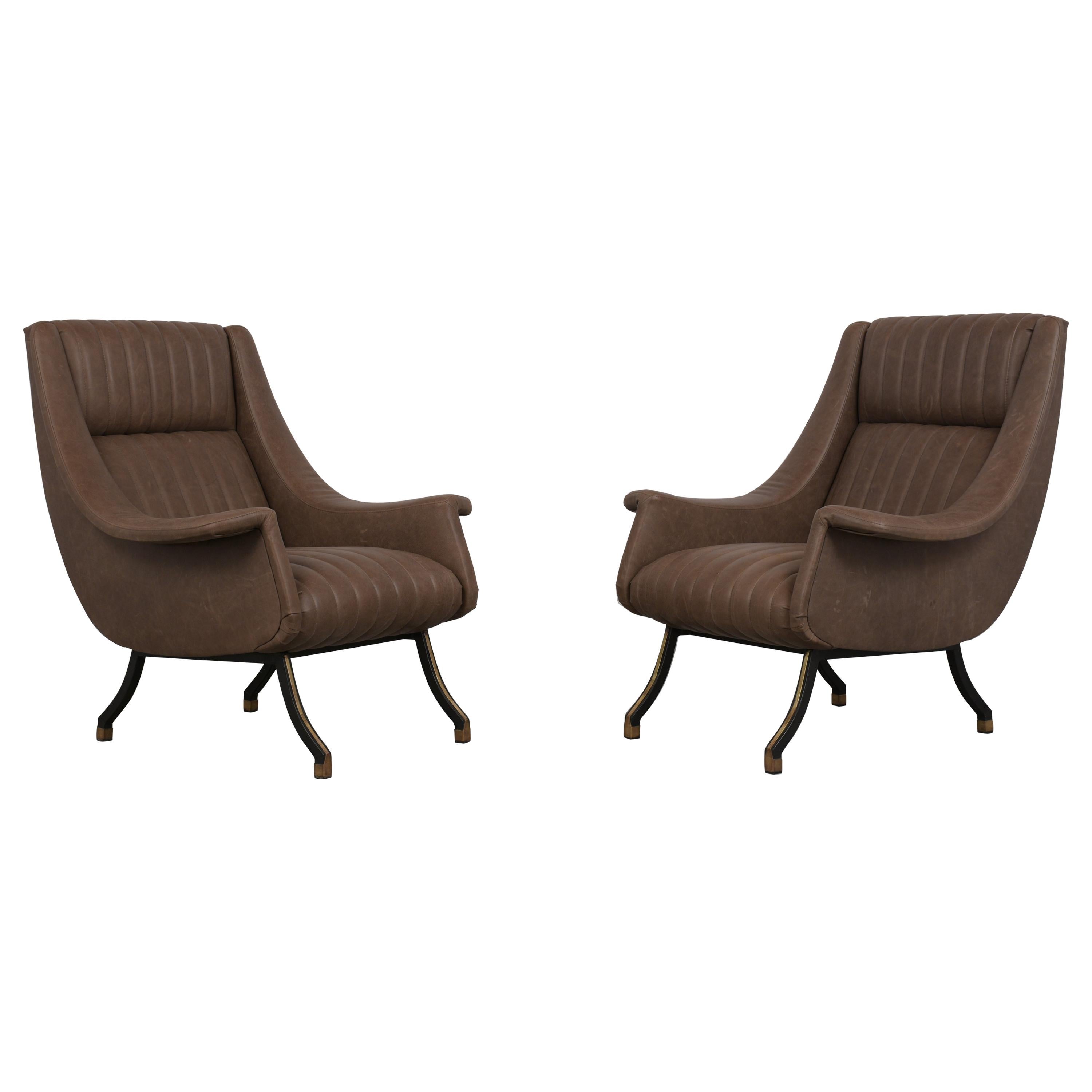 Pair of Leather Lounge Chairs at 1stDibs