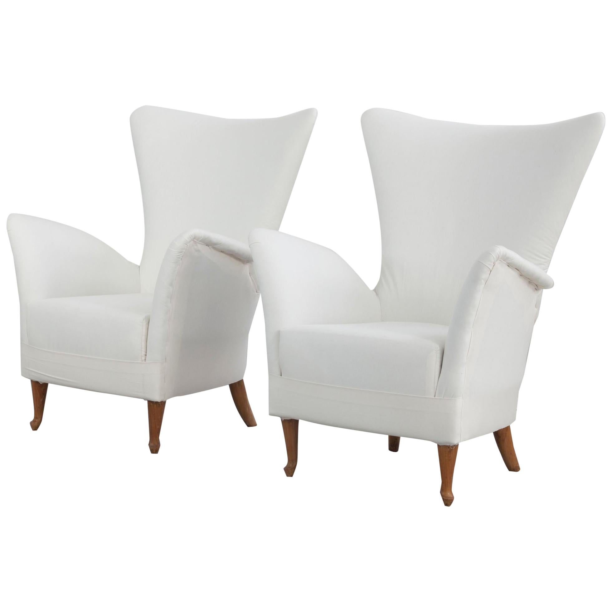 Set of Two Italian Ponti Stile Armchairs from Italy, 1950s For Sale