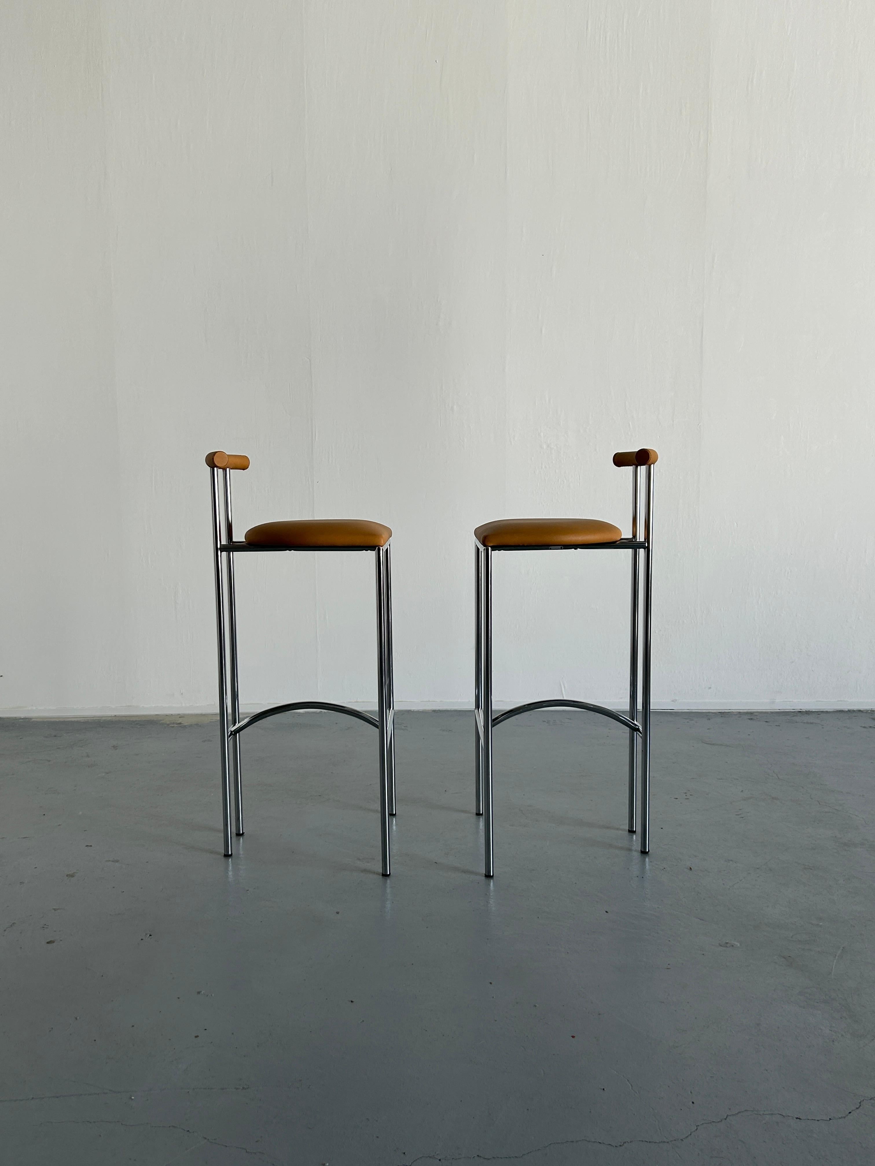 Post-Modern Set of Two Italian Postmodern 'Tokyo' Barstools, Rodney Kinsman for Bieffeplast