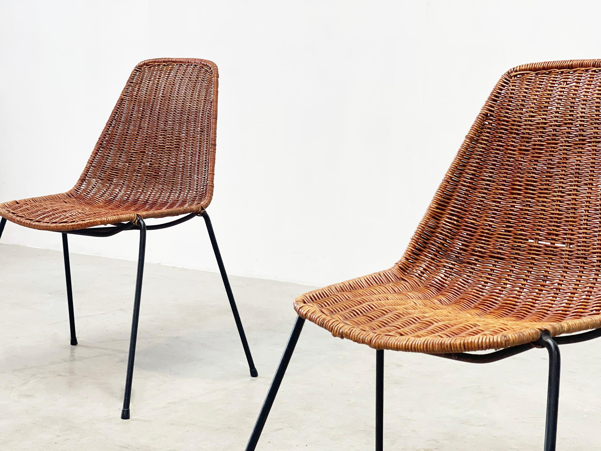 Rattan Set of two Italian rattan easy chairs
