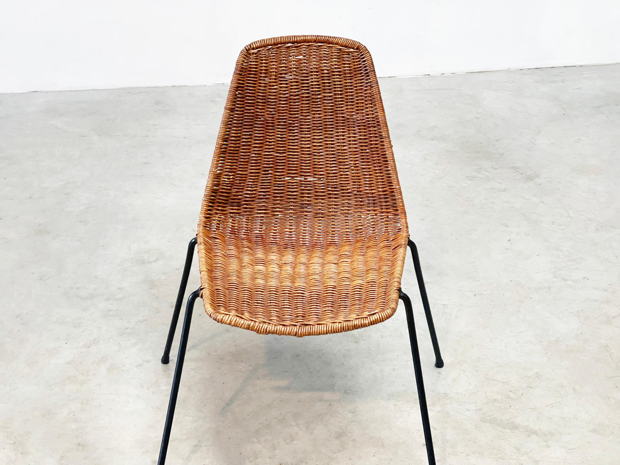 Set of two Italian rattan easy chairs 1