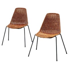 Set of two Italian rattan easy chairs