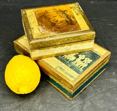 Ensemble de deux boîtes rectangulaires italiennes en bois doré Florentine