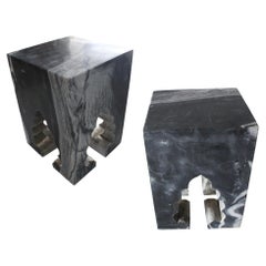 Set of Two Jahangir II Side Tables in Black Marble by Paul Mathieu