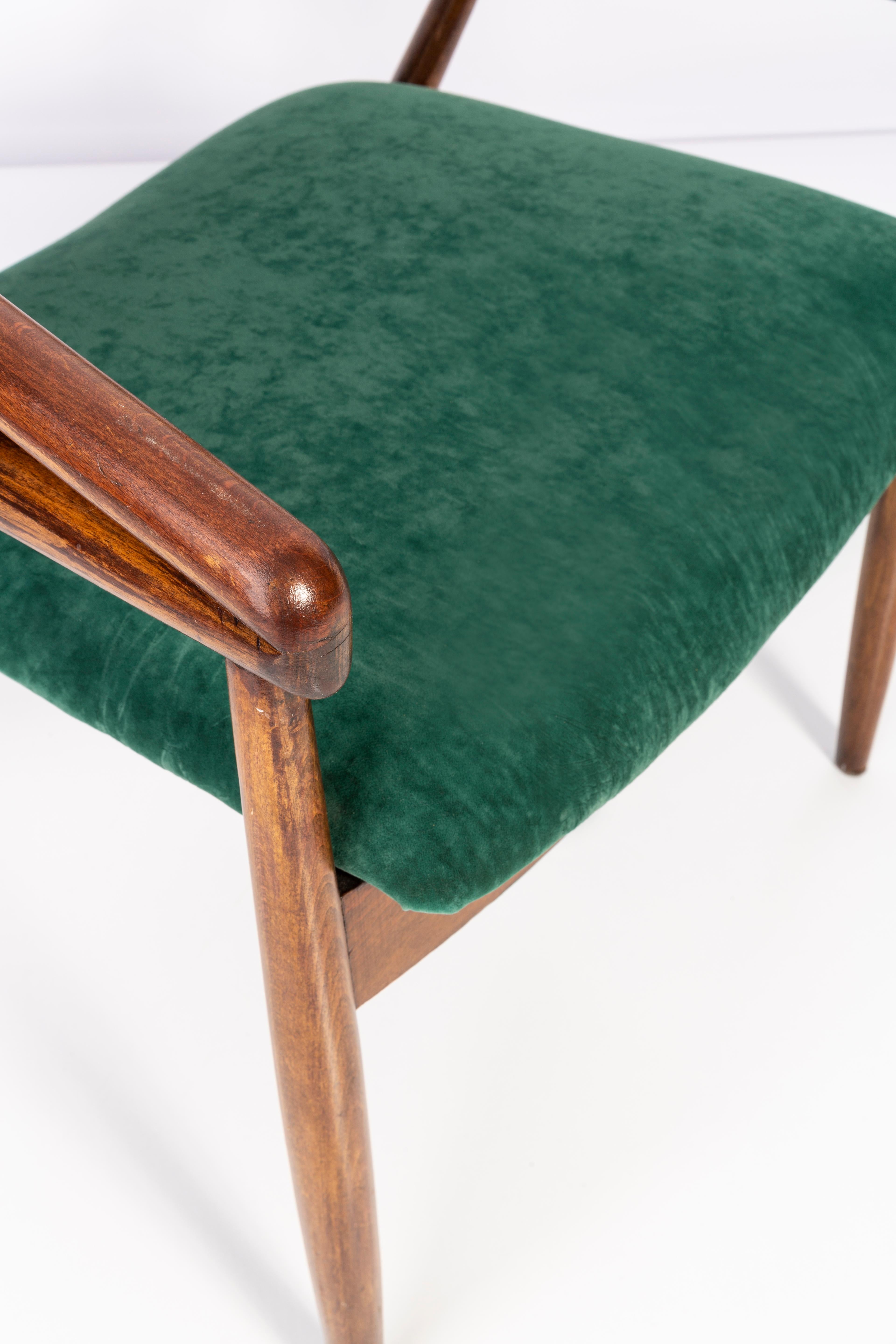 Polish Set of Two James Mont Bent Beech Armchairs, Dark Green, B-3300 Type, 1960s For Sale