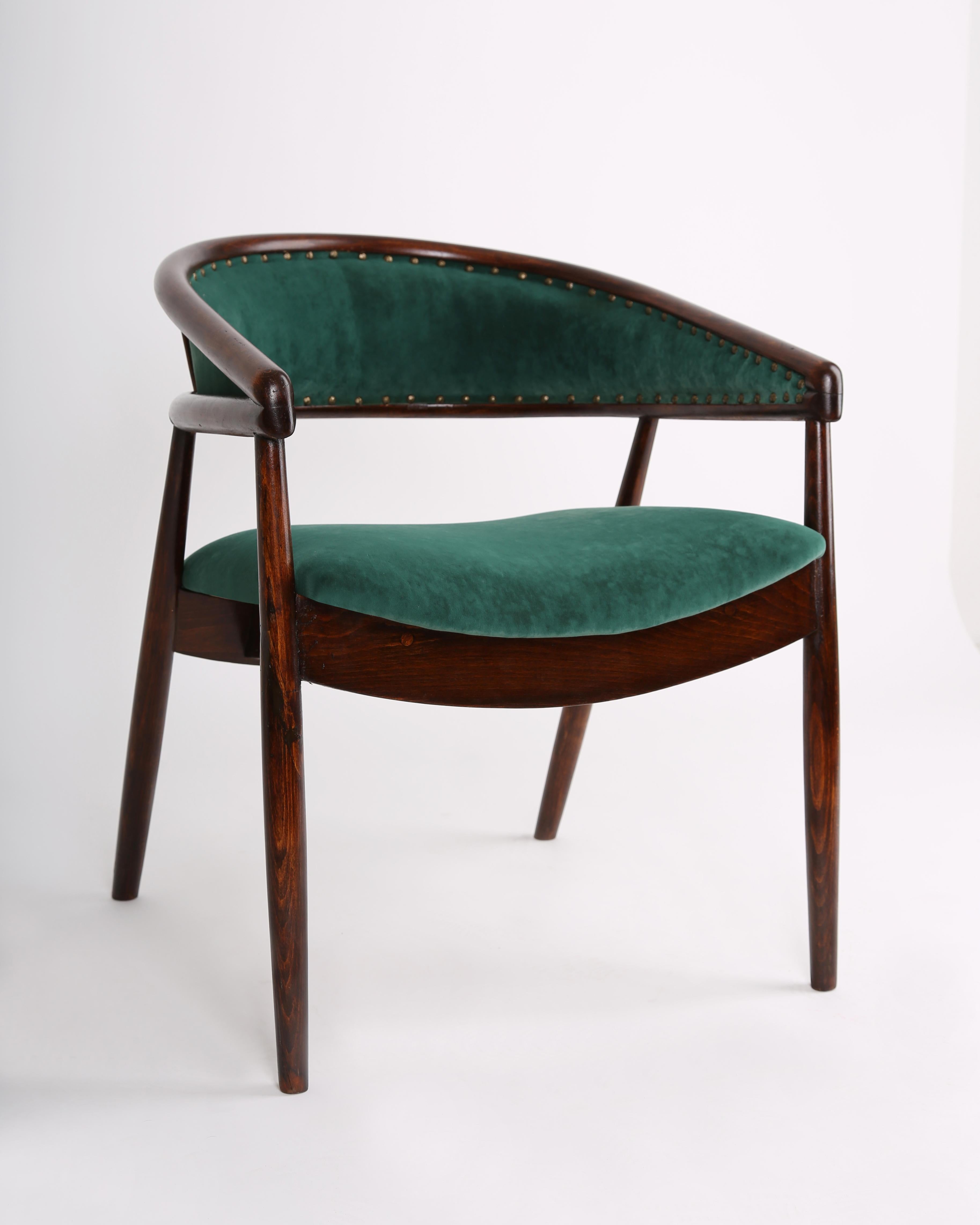 Mid-Century Modern Ensemble de deux fauteuils en hêtre courbé de style James Mont:: vert foncé:: type B-3300:: années 1960 en vente