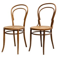 Set of Two J&J Kohn Style Bentwood and Rattan Chairs, circa 1930