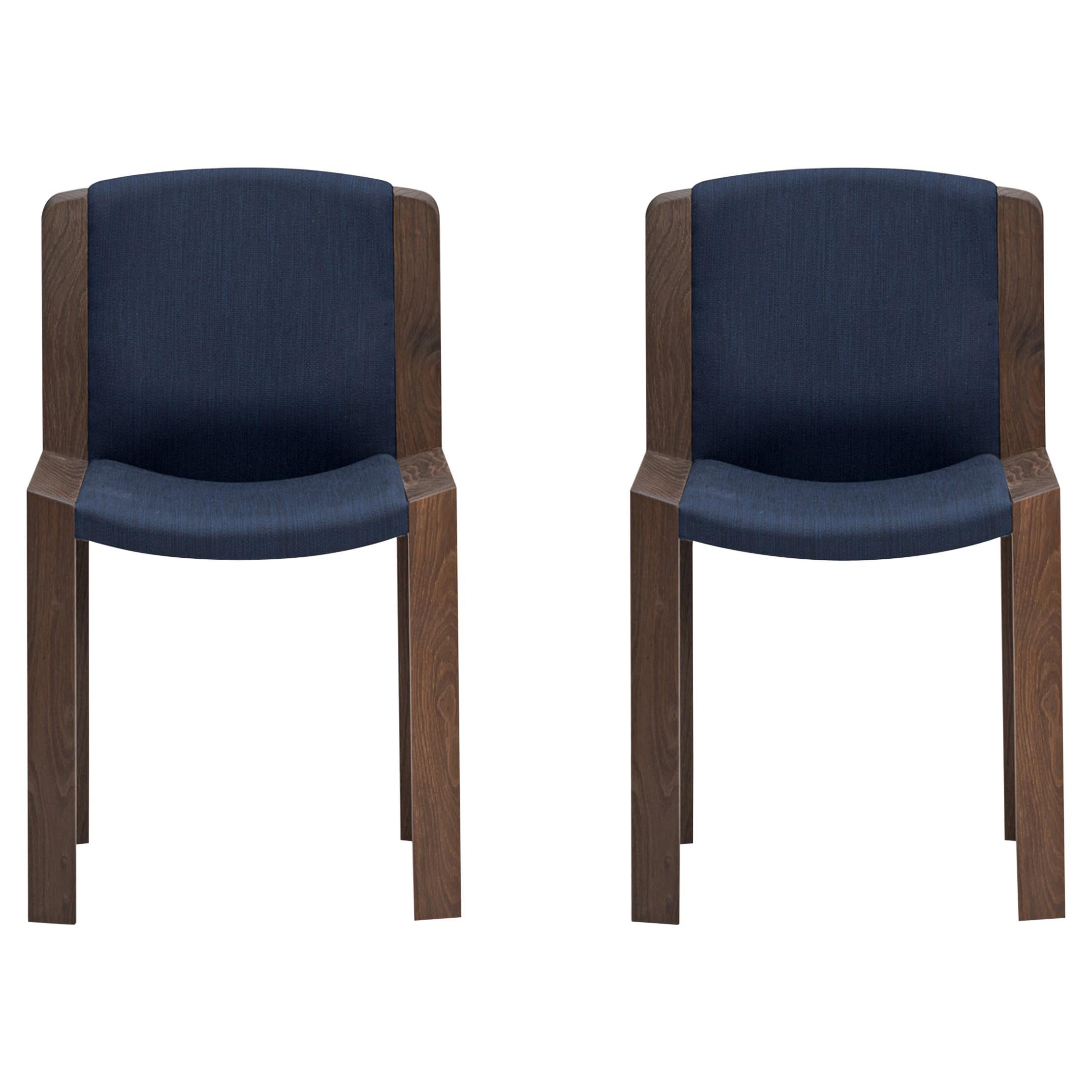 Set of Two Joe Colombo 'Chair 300' Wood and Kvadrat Fabric by Karakter