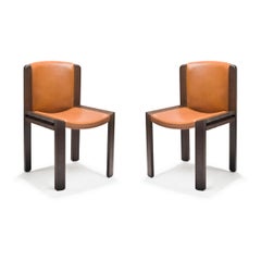 Set of Two Joe Colombo 'Chair 300' Wood and Sørensen Leather by Karakter