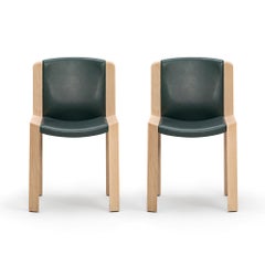 Set of Two Joe Colombo 'Chair 300' Wood and Sørensen Leather by Karakter
