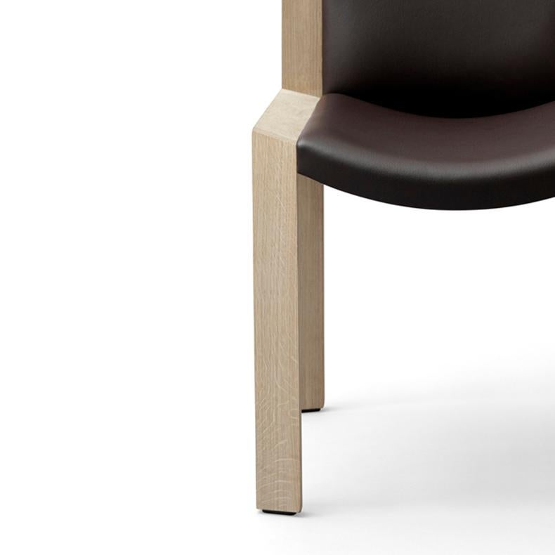 Contemporary Set of Two Joe Colombo 'Chair 300' Wood and Sørensen Leather by Karakter For Sale