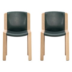 Zweier-Set Joe Colombo 'Stuhl 300' Holz und Sørensen Leder by Karakter