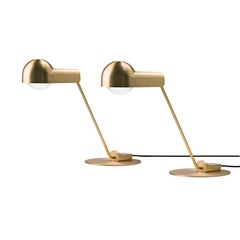 Set of Two Joe Colombo 'Domo' Brass Table Lamps by Karakter