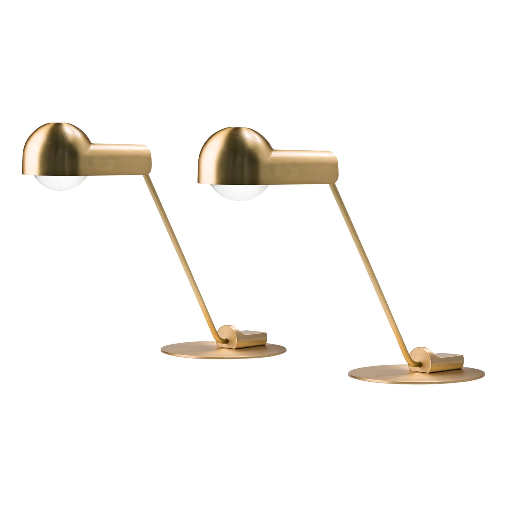 Set of Two Joe Colombo 'Domo' Brass Table Lamps by Karakter For Sale
