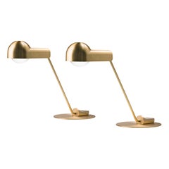 Set of Two Joe Colombo 'Domo' Brass Table Lamps by Karakter