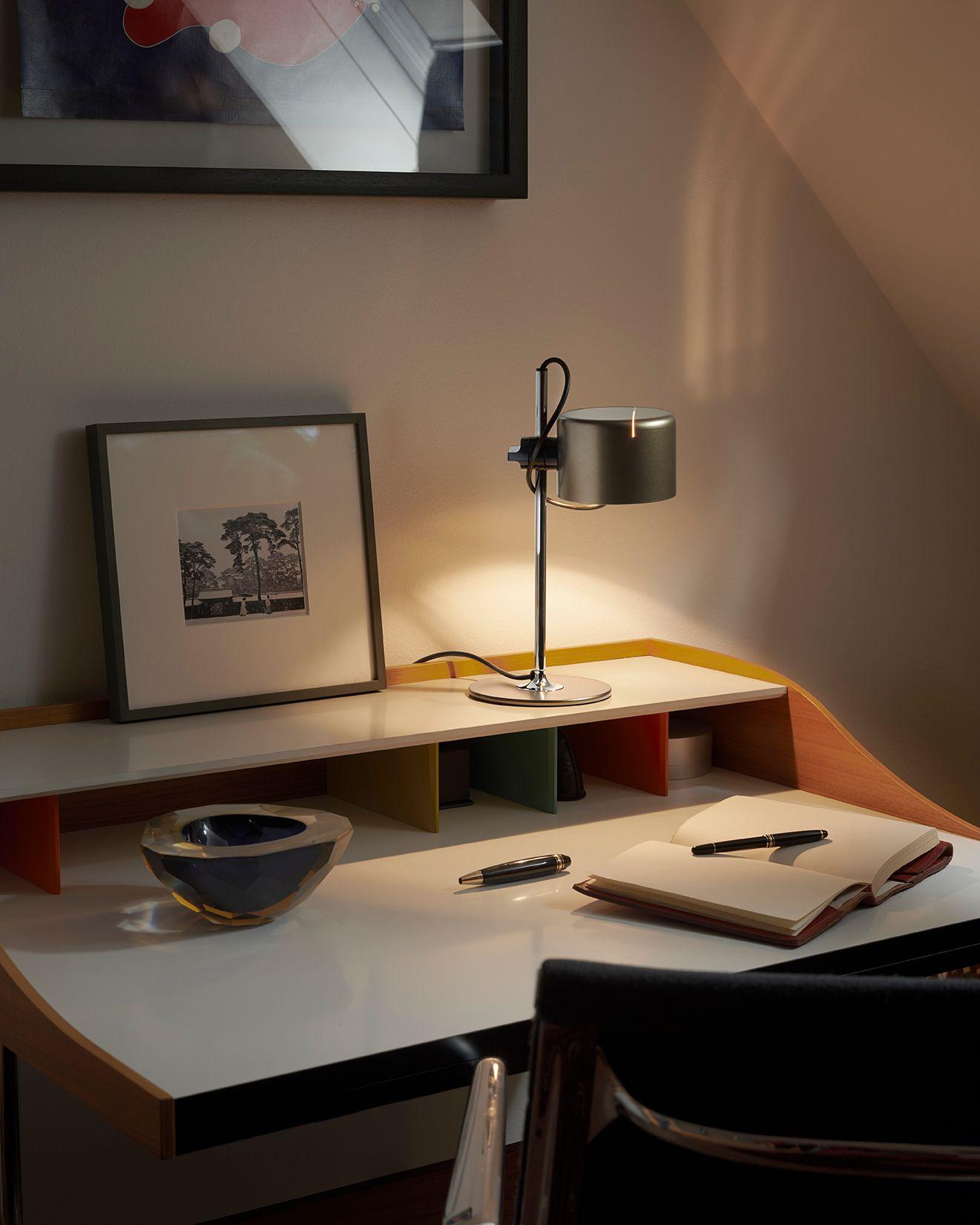 Metal Set of Two Joe Colombo Mini Coupe Table Lamps by Oluce For Sale