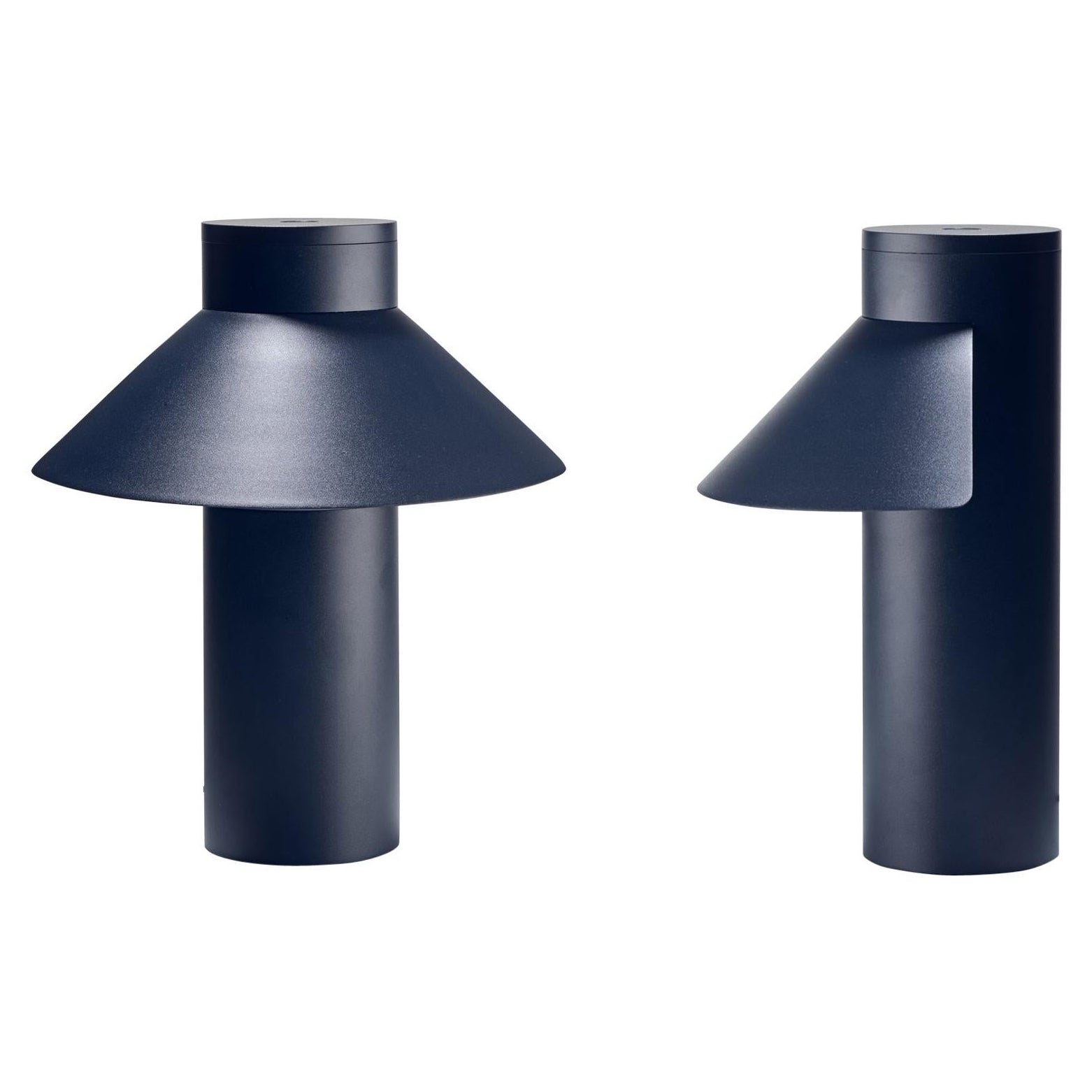 Set of Two Joe Colombo 'Riscio' Steel Table Lamps by Karakter For Sale