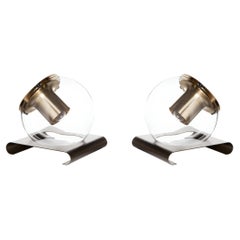 Set of Two Joe Colombo Satin Gold Table Lamp 
The Globe
 by Oluce