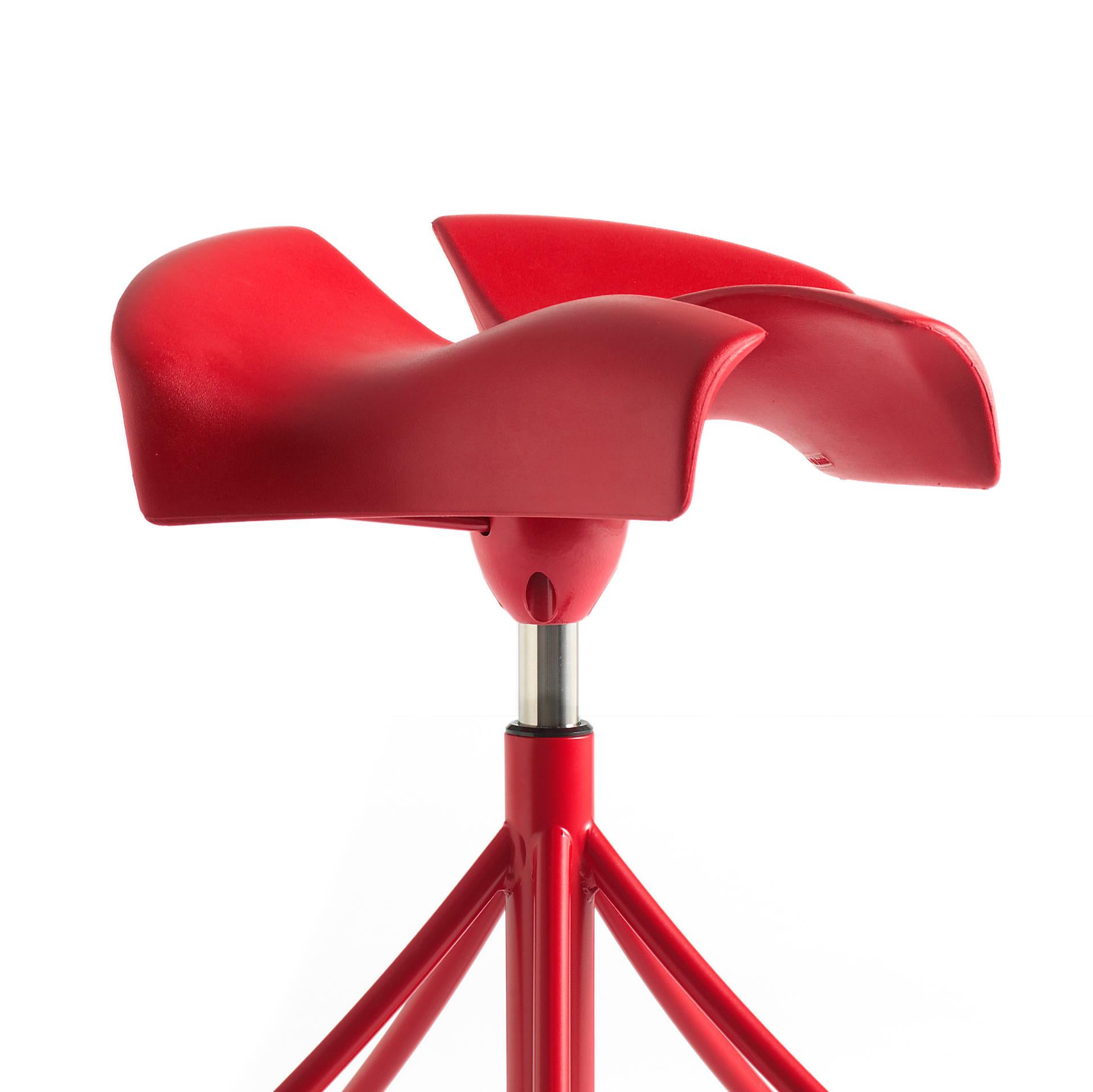 Spanish Set of Two Jordi Badia, Otto Canalda, Red Binaria Stool by BD Barcelona For Sale