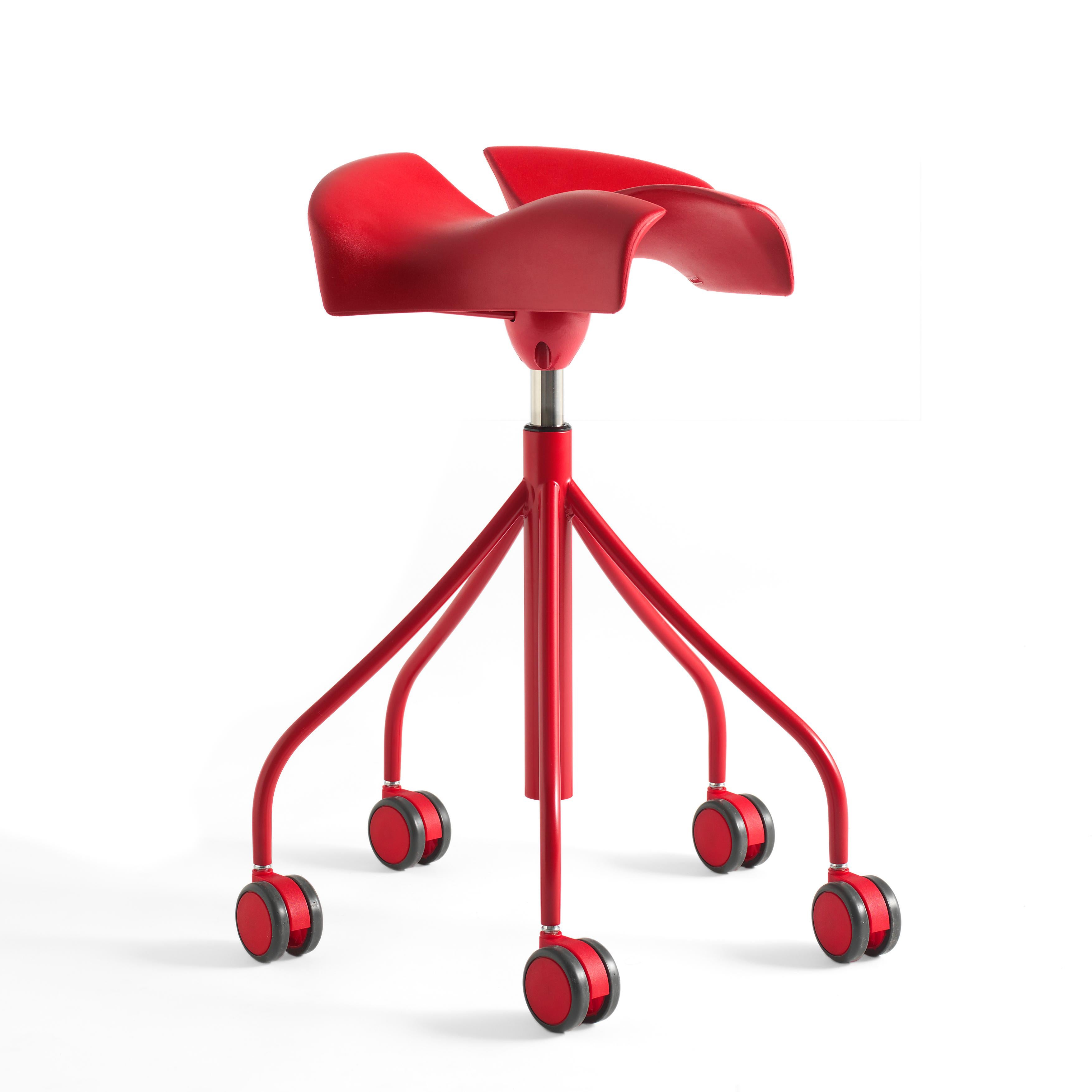 Lacquered Set of Two Jordi Badia, Otto Canalda, Red Binaria Stool by BD Barcelona For Sale