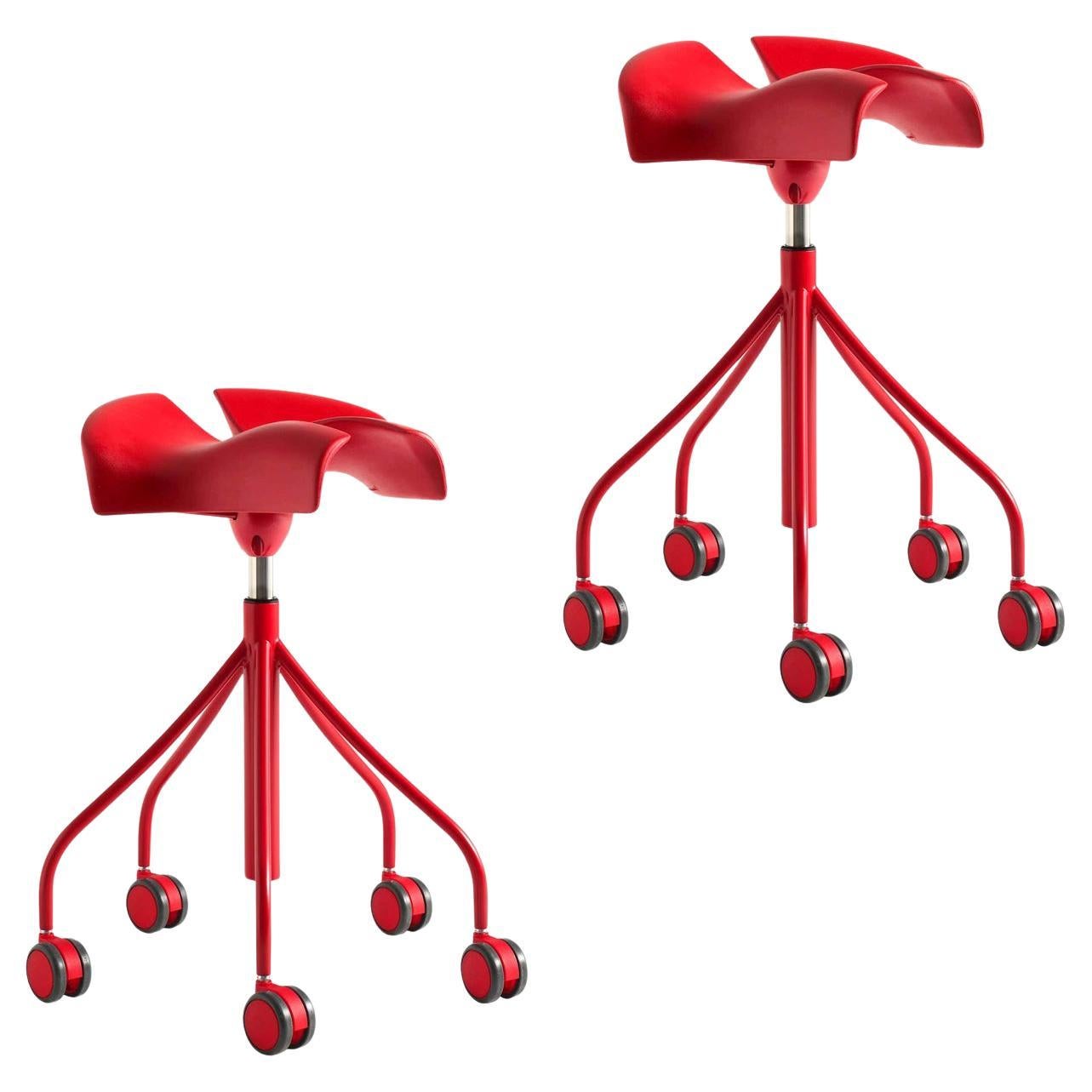 Set of Two Jordi Badia, Otto Canalda, Red Binaria Stool by BD Barcelona For Sale