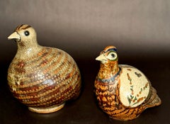 Set Of Two Jorge Wilmot Ceramic Quail, Tonalá, Mexico