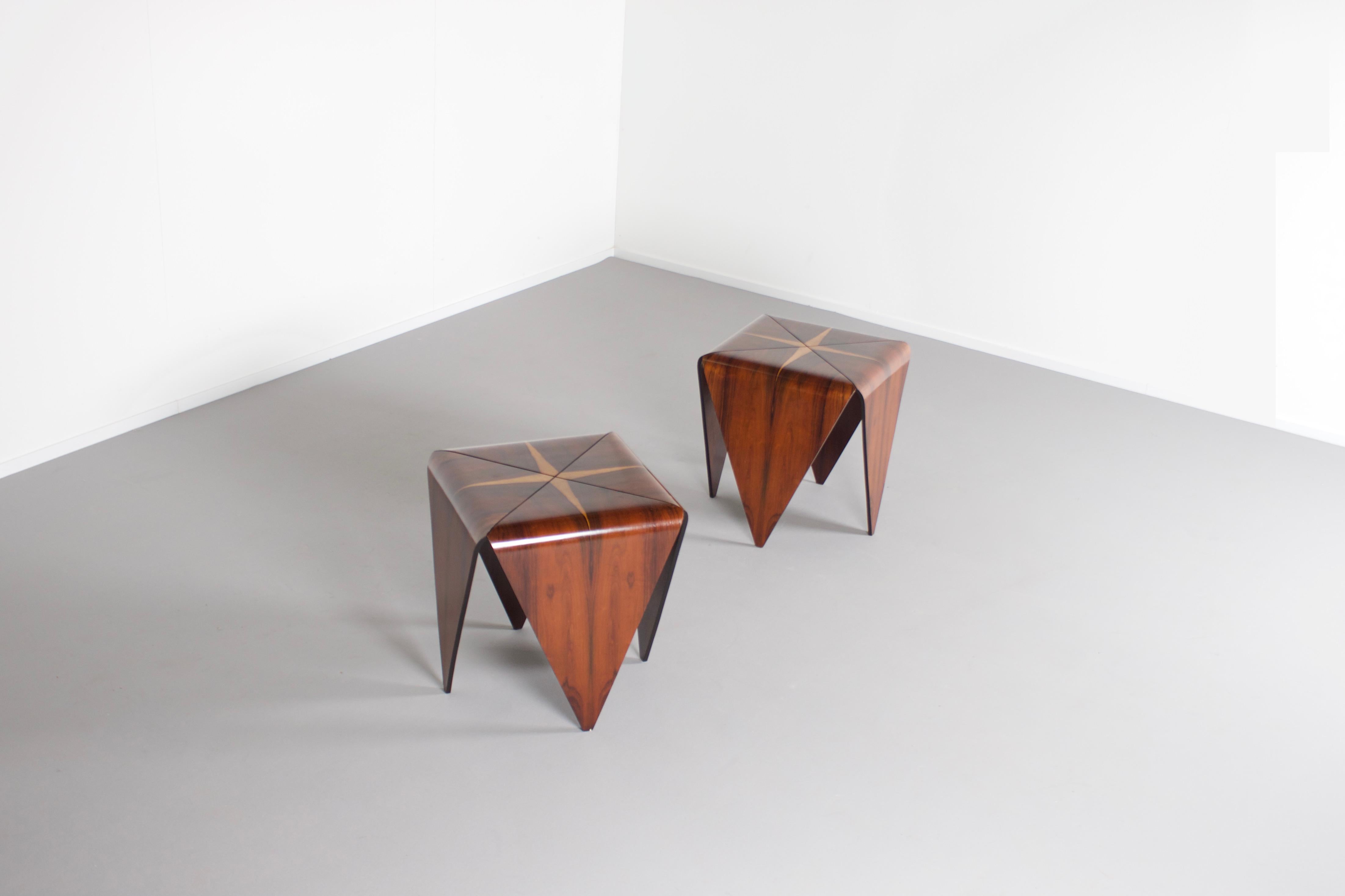 Brazilian Set of Two Jorge Zalszupin Petalas Side Tables by L’Atelier, Brazil, 1959